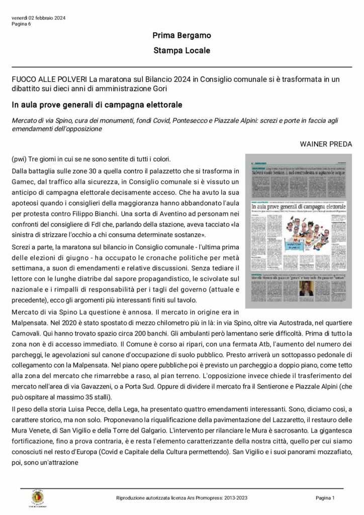 Fuoco alle polveri, Gori, comune di Bergamo
